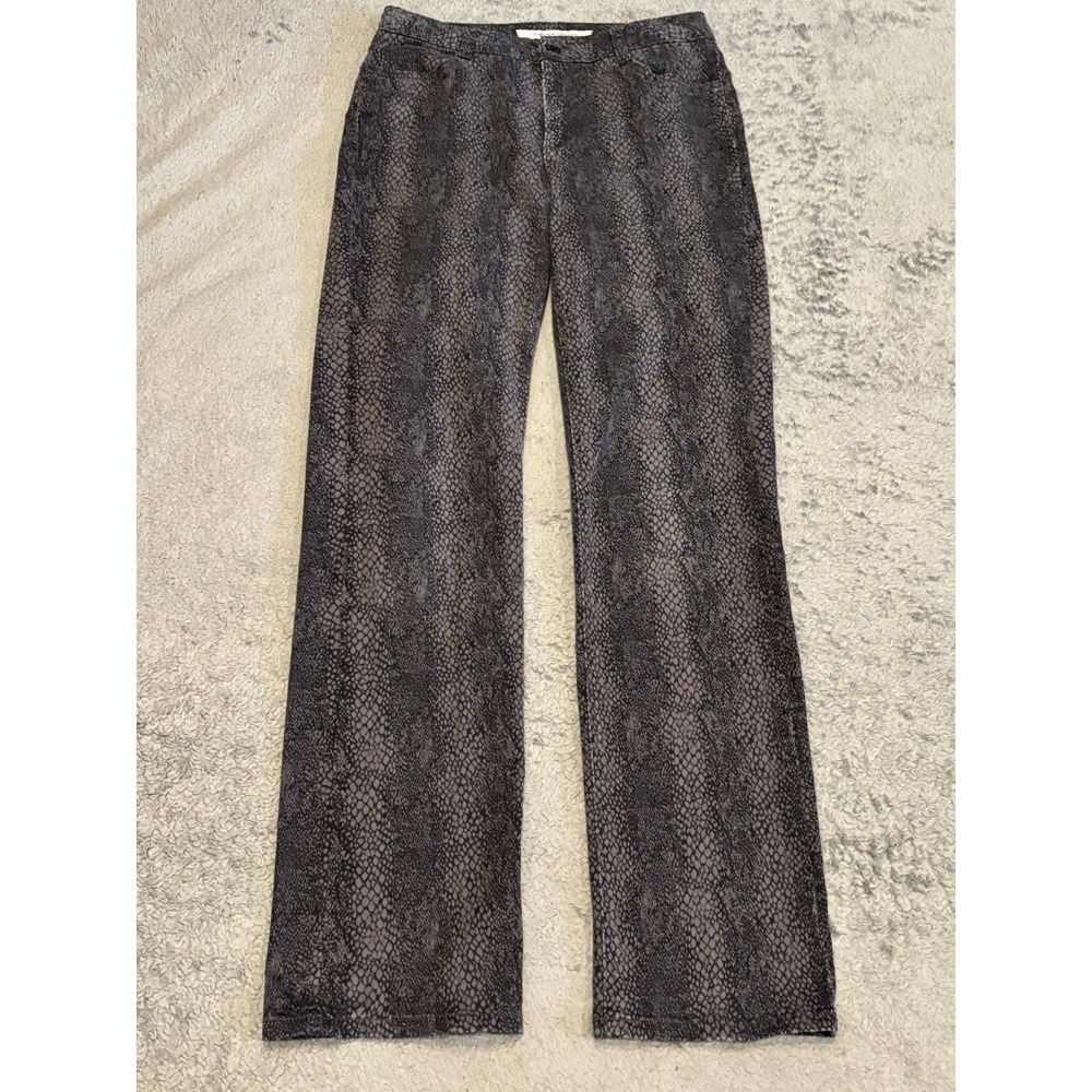 Jones New York Jeans Womens 6 Lexington Straight Snake Print Ankle Stretch Grey